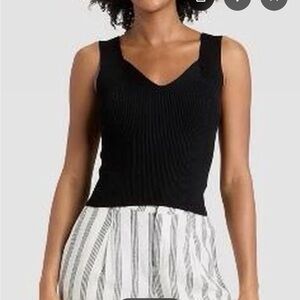 A New Day Women’s Black Ribbed V-Neck Sweater Tank Top Size XL